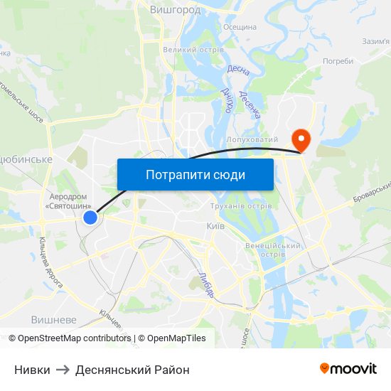 Нивки to Деснянський Район map