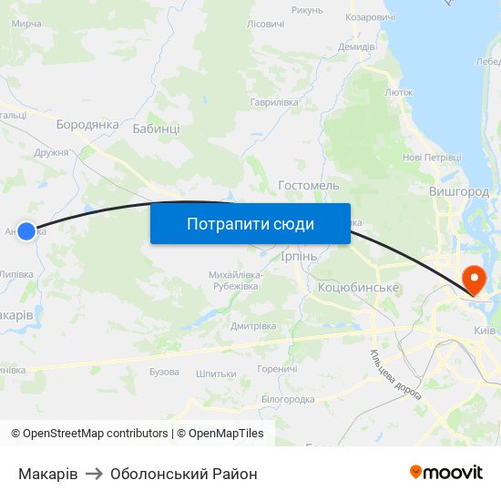 Макарів to Оболонський Район map