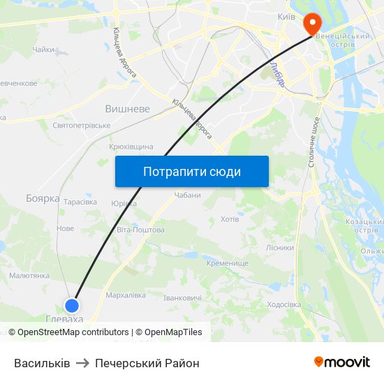Васильків to Печерський Район map