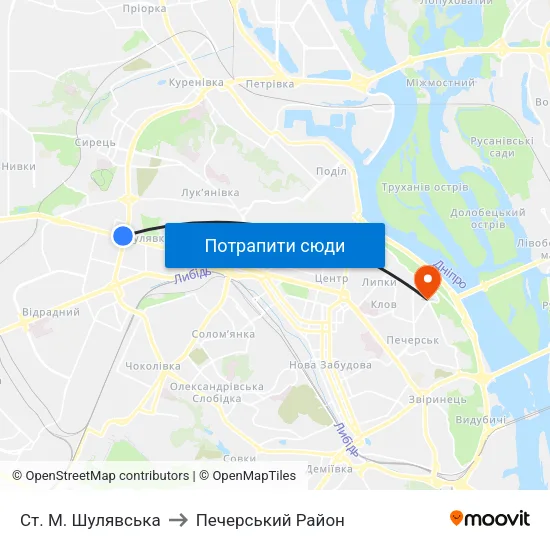 Ст. М. Шулявська to Печерський Район map