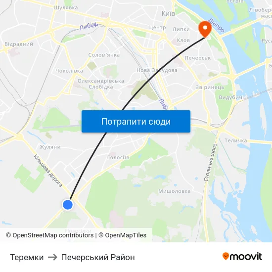 Теремки to Печерський Район map