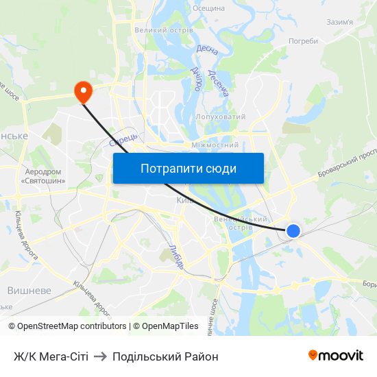 Ж/К Мега-Сiтi to Подільський Район map