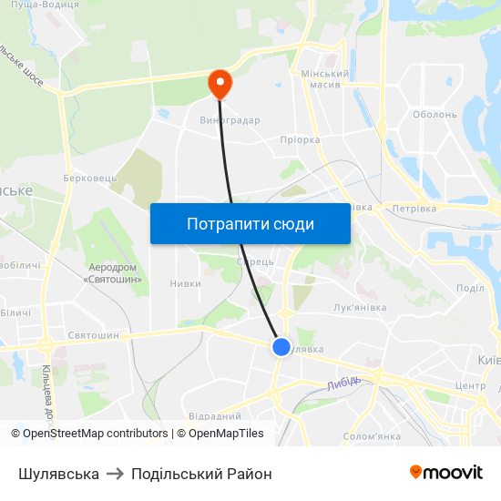 Шулявська to Подільський Район map