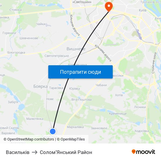 Васильків to Солом’Янський Район map