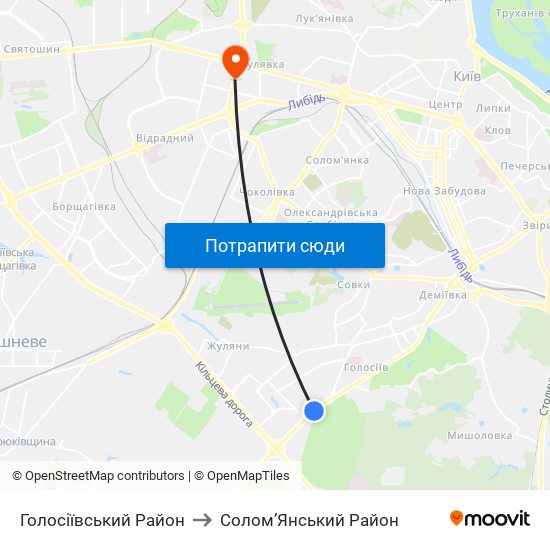 Голосіївський Район to Солом’Янський Район map