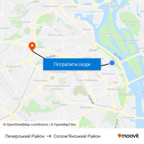 Печерський Район to Солом’Янський Район map