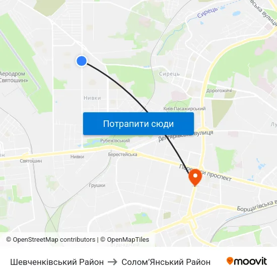 Шевченківський Район to Солом’Янський Район map