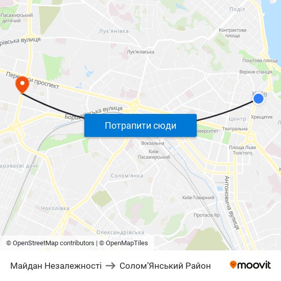 Майдан Незалежності to Солом’Янський Район map