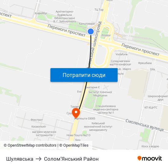 Шулявська to Солом’Янський Район map