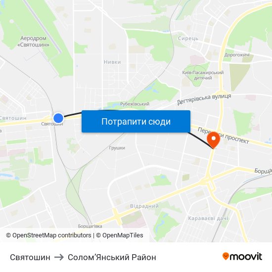 Святошин to Солом’Янський Район map