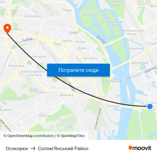 Осокорки to Солом’Янський Район map