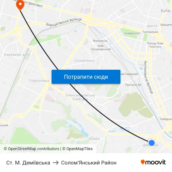 Ст. М. Деміївська to Солом’Янський Район map