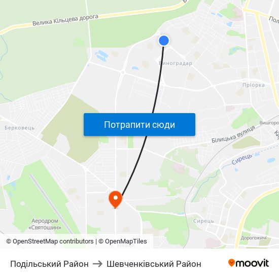 Подільський Район to Шевченківський Район map