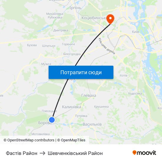 Фастів Район to Шевченківський Район map