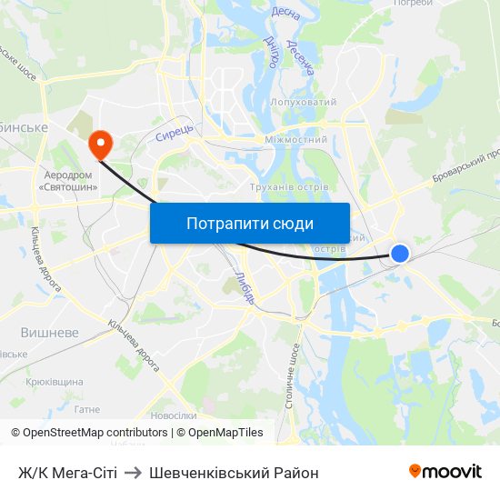 Ж/К Мега-Сiтi to Шевченківський Район map
