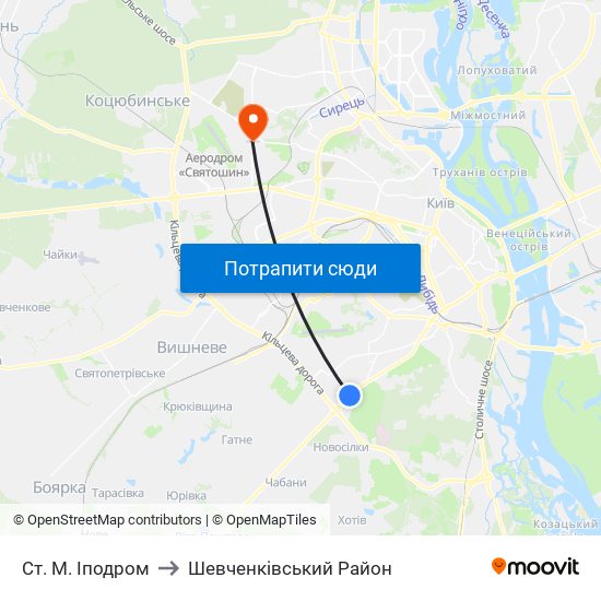 Ст. М. Іподром to Шевченківський Район map