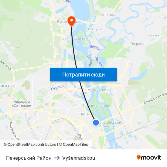 Печерський Район to Vyšehradskou map