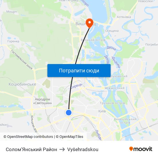 Солом’Янський Район to Vyšehradskou map