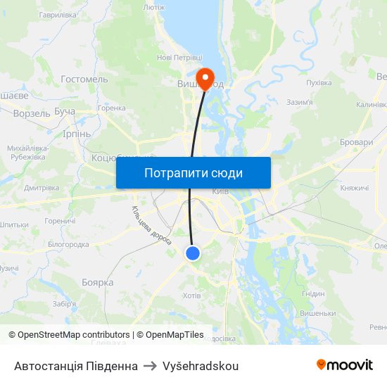 Автостанція Південна to Vyšehradskou map