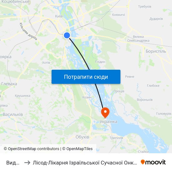 Видубичі to Лісод-Лікарня Ізраїльської Сучасної Онкологічної Допомоги map