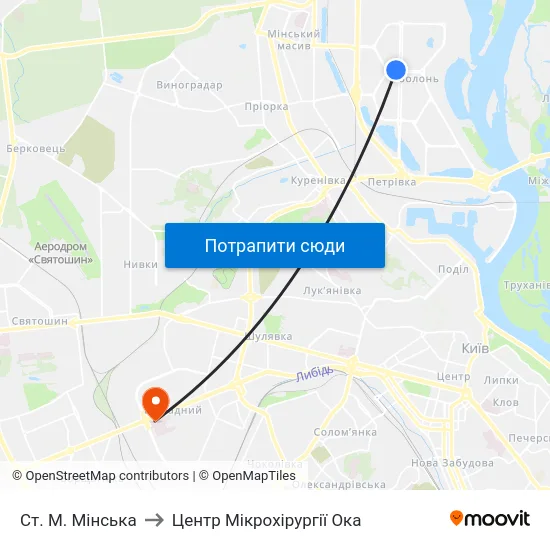 Ст. М. Мінська to Центр Мікрохірургії Ока map