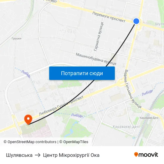 Шулявська to Центр Мікрохірургії Ока map