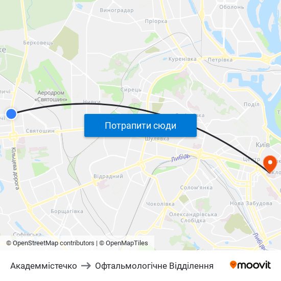 Академмістечко to Офтальмологічне Відділення map
