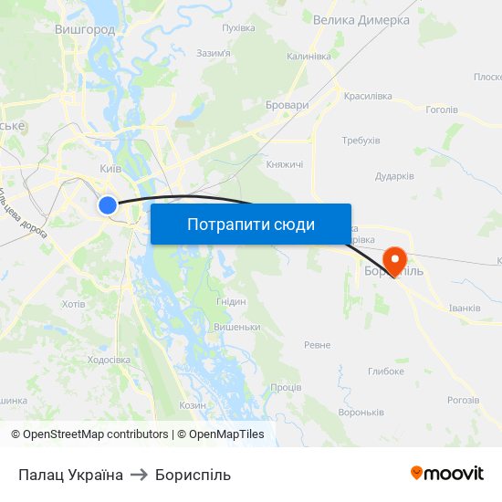 Палац Україна to Бориспіль map