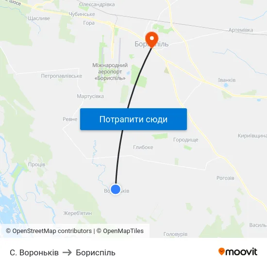 С. Вороньків to Бориспіль map