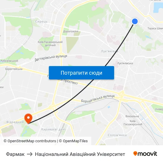 Фармак to Національний Авіаційний Університет map
