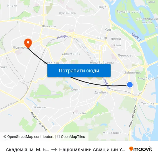 Академія Ім. М. Бойчука to Національний Авіаційний Університет map