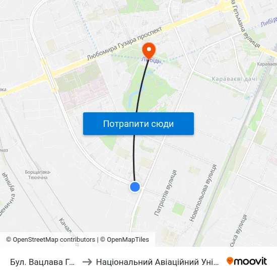Бул. Вацлава Гавела to Національний Авіаційний Університет map