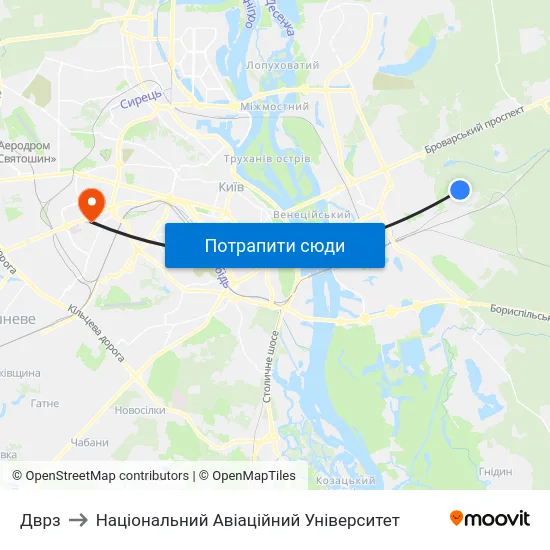 Дврз to Національний Авіаційний Університет map