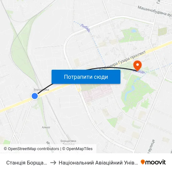 Станція Борщагівка to Національний Авіаційний Університет map