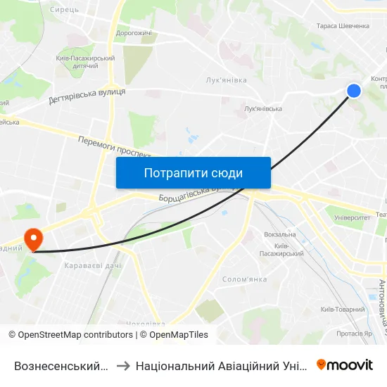 Вознесенський Узвіз to Національний Авіаційний Університет map