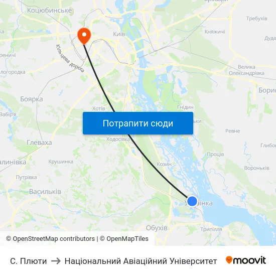 С. Плюти to Національний Авіаційний Університет map