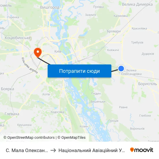 С. Мала Олександрівка to Національний Авіаційний Університет map