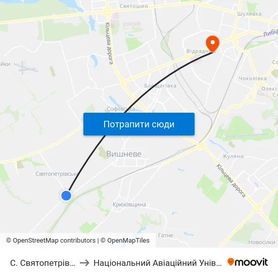С. Святопетрівське to Національний Авіаційний Університет map