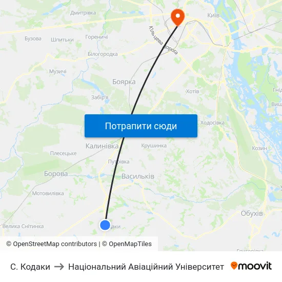 С. Кодаки to Національний Авіаційний Університет map