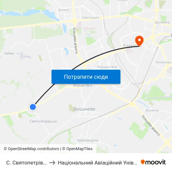 С. Святопетрівське to Національний Авіаційний Університет map