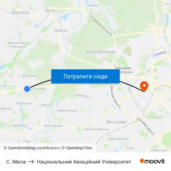 С. Мила to Національний Авіаційний Університет map