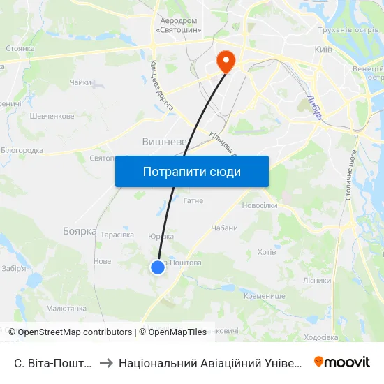 С. Віта-Поштова to Національний Авіаційний Університет map