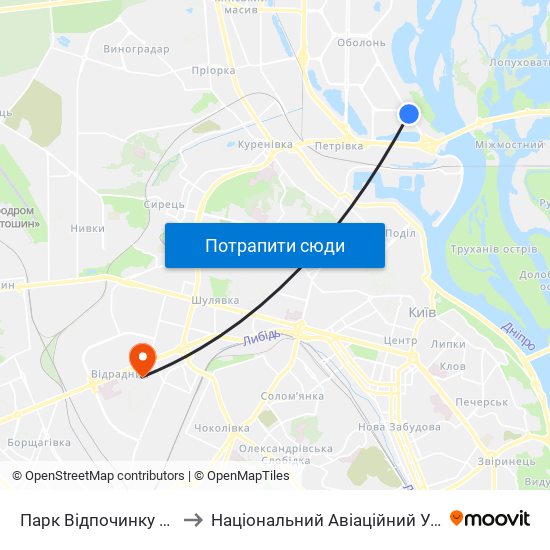 Парк Відпочинку Наталка to Національний Авіаційний Університет map