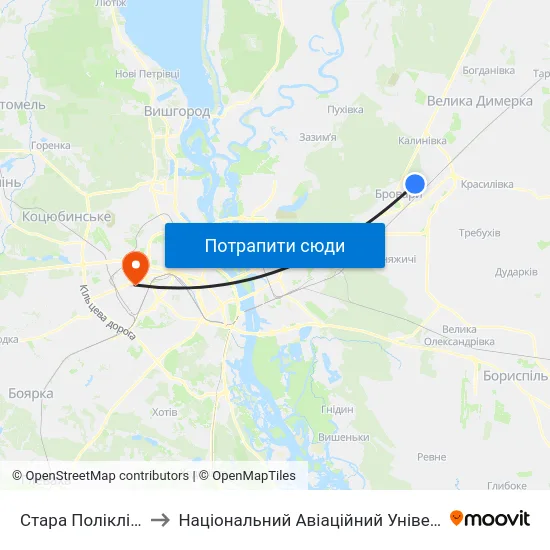 Стара Поліклініка to Національний Авіаційний Університет map