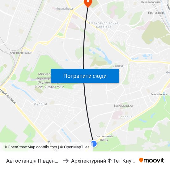 Автостанція Південна to Архітектурний Ф-Тет Кнуба map