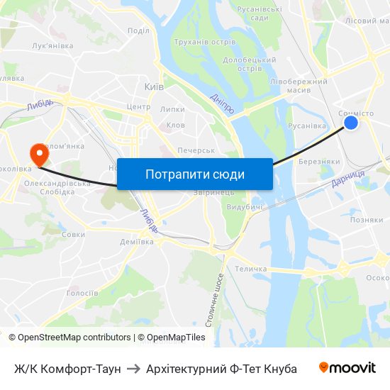 Ж/К Комфорт-Таун to Архітектурний Ф-Тет Кнуба map