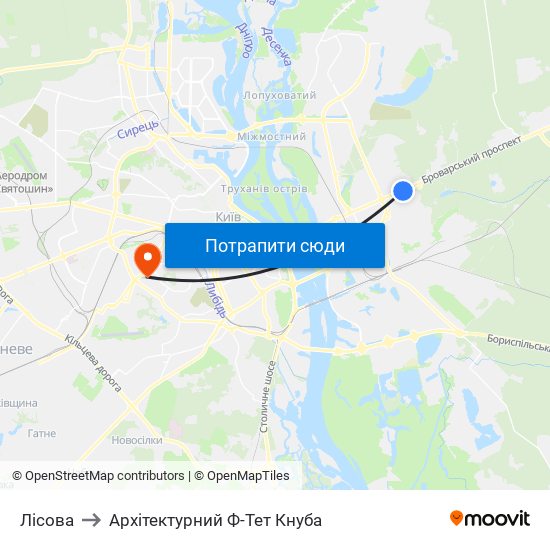 Лісова to Архітектурний Ф-Тет Кнуба map