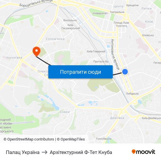 Палац Україна to Архітектурний Ф-Тет Кнуба map