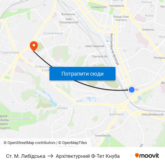 Ст. М. Либідська to Архітектурний Ф-Тет Кнуба map