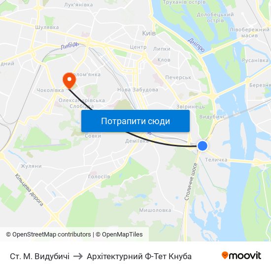 Ст. М. Видубичi to Архітектурний Ф-Тет Кнуба map